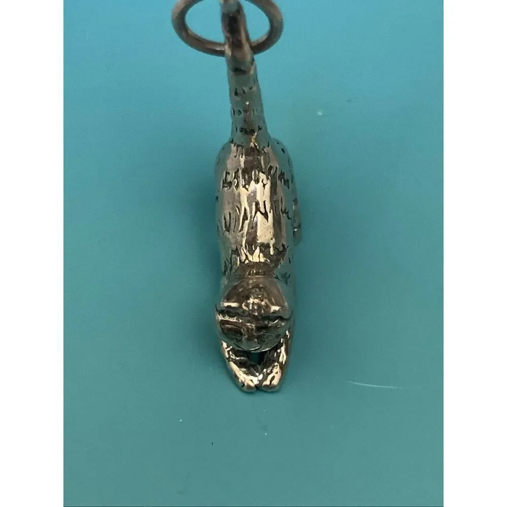 Cat with Tail Straight Up Sterling Silver Jewelry Charm #cat scratching #pet